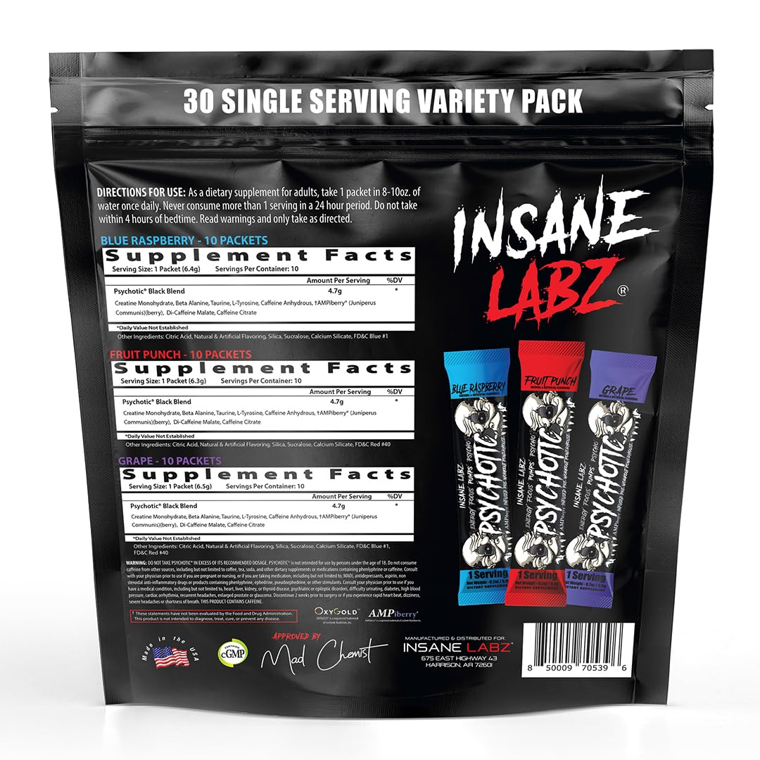 Insane Labz polvo Psychotic Black textura fina para disolución rápida