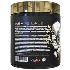 Detalle del polvo Insane Labz Psychotic Gold mostrando textura fina para mezclas sin grumos