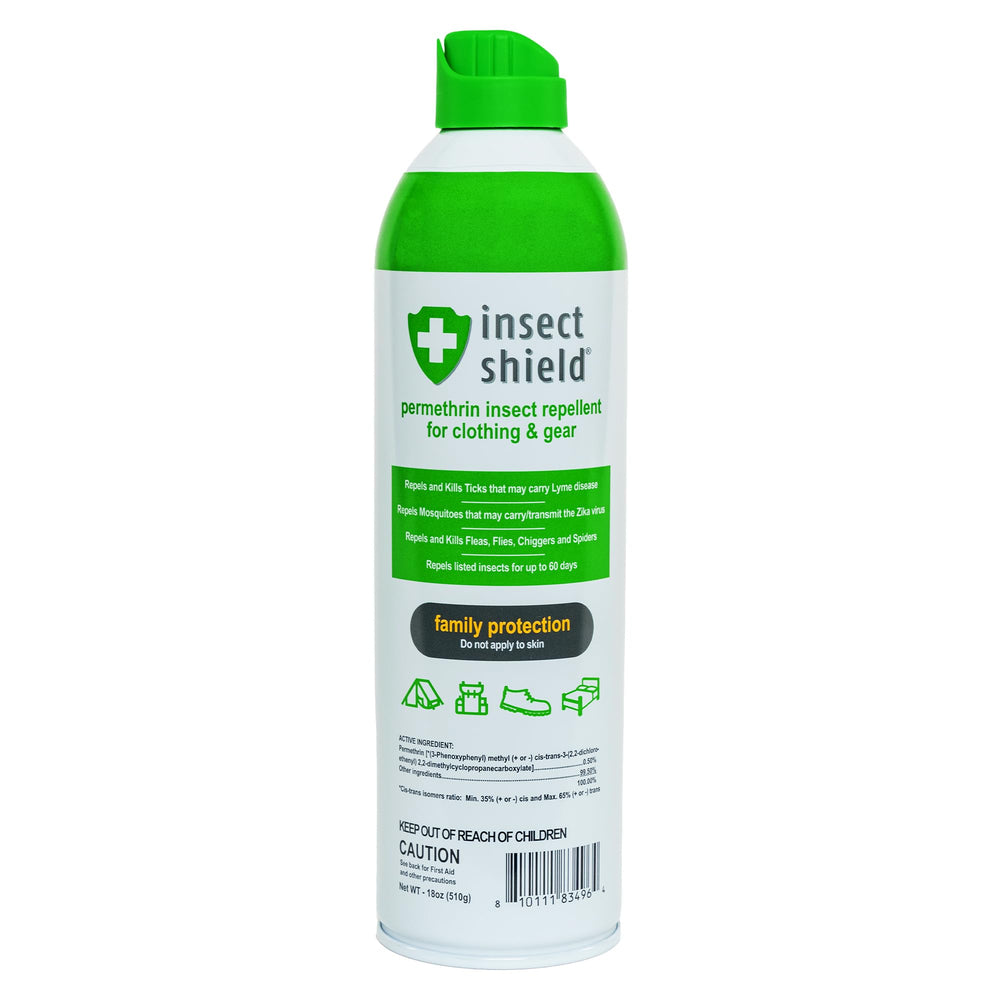 Insect Shield aerosol 18 oz frente muestra producto y facilidad de uso