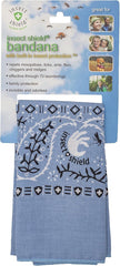 Insect Shield bandana frontal azul claro mostrando diseño paisley y protección integrada