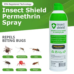 Insect Shield rociando chaqueta durante actividad exterior para protección prolongada