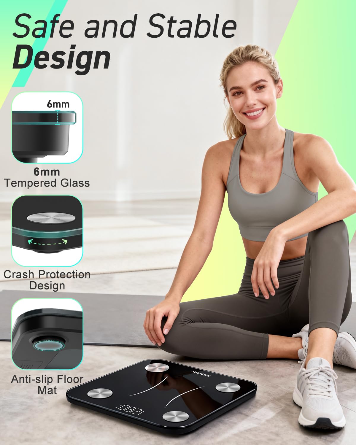 Comparación de tamaño INSMART junto a un zapato para referencia de escala