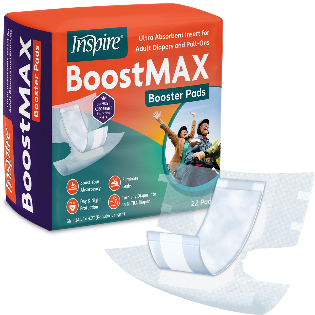 Inspire empaque frontal mostrando 22 unidades y beneficio de alta absorción
