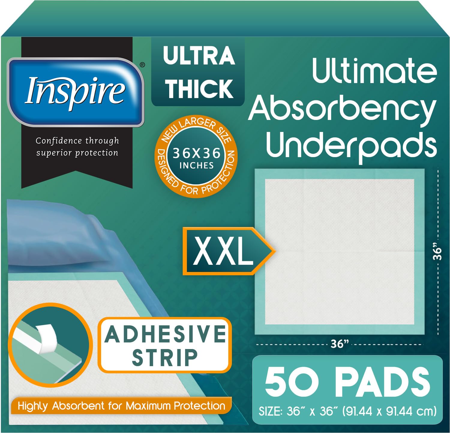 Inspire paquete frontal mostrando 50 almohadillas para protección inmediata