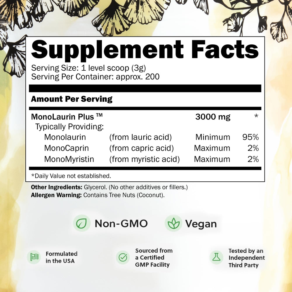 Inspired Nutrition pellets de UltraLaurin apilados, fácil dosificación y textura