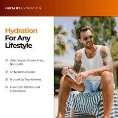 Instant Hydration todos los 20 sobres desplegados, suministro para varios usos