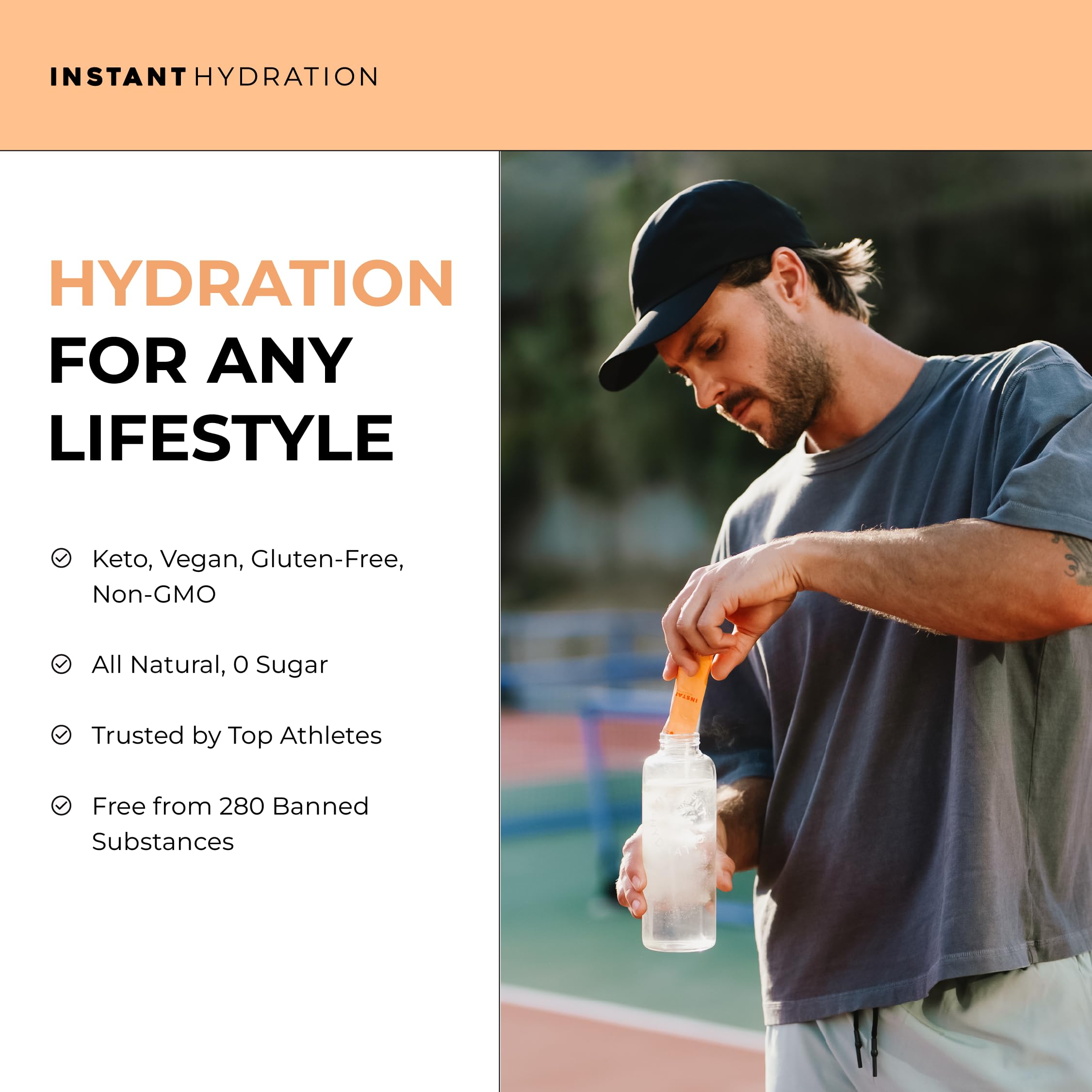 Instant Hydration caja de 30 sticks, formato práctico para viajes