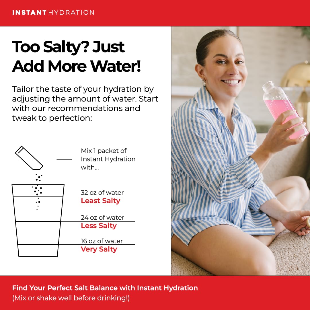 Instant Hydration sobres dentro de un bolso de viaje, conveniencia portátil