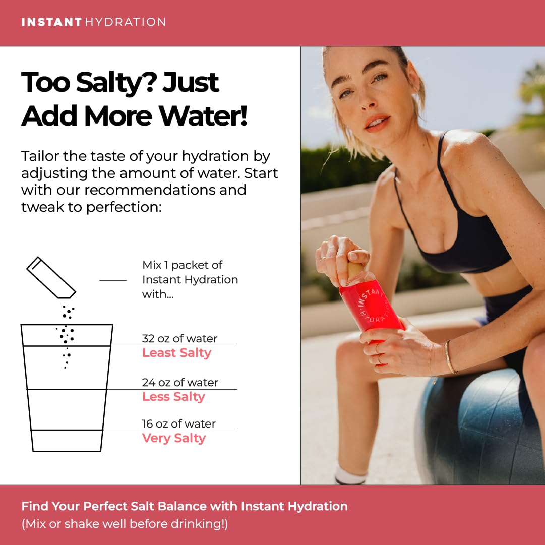Instant Hydration etiqueta nutricional detallada mostrando electrolitos por porción