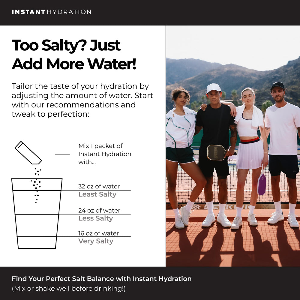 Instant Hydration etiqueta con lista de electrolitos y minerales