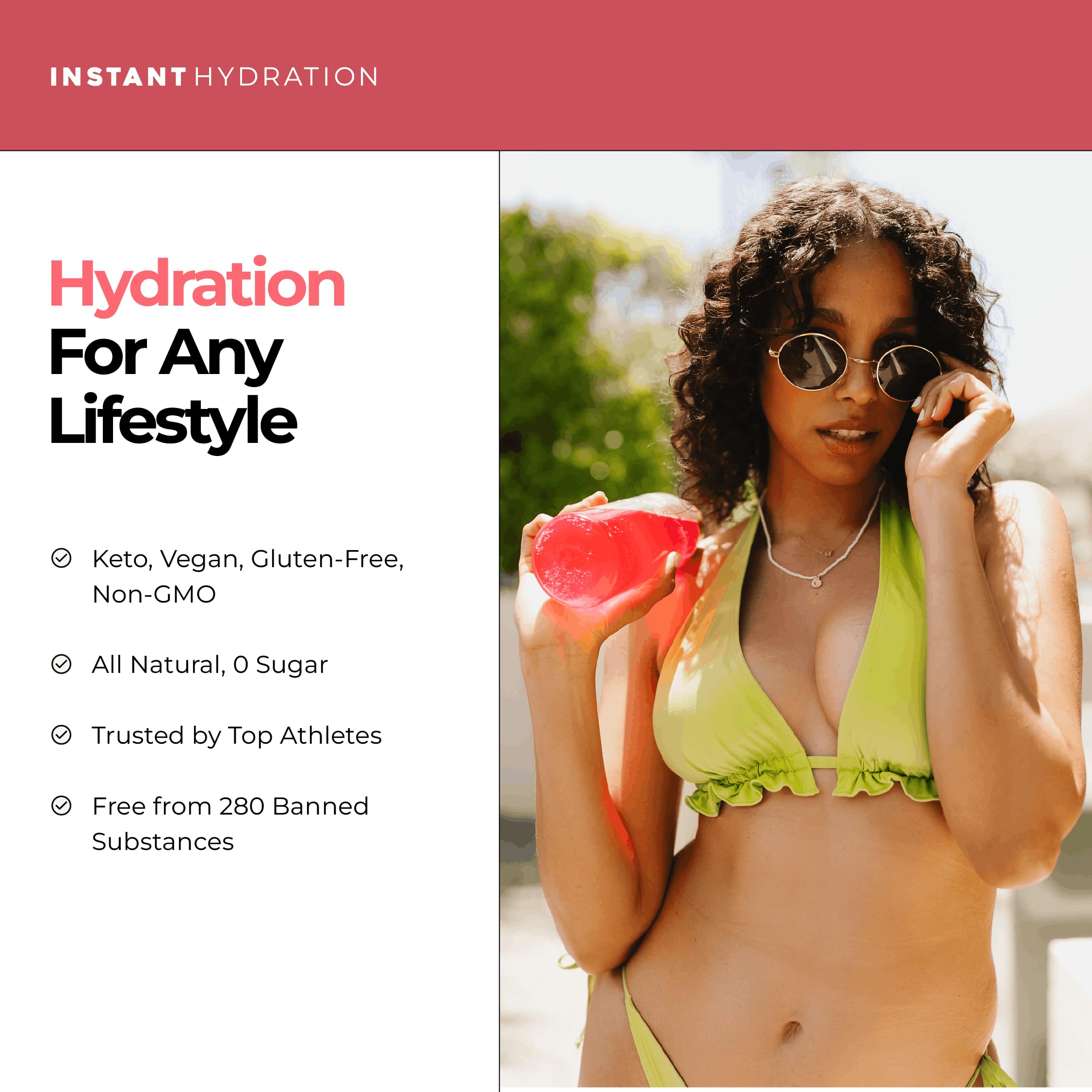 Instant Hydration etiqueta de ingredientes mostrando perfil de electrolitos y transparencia