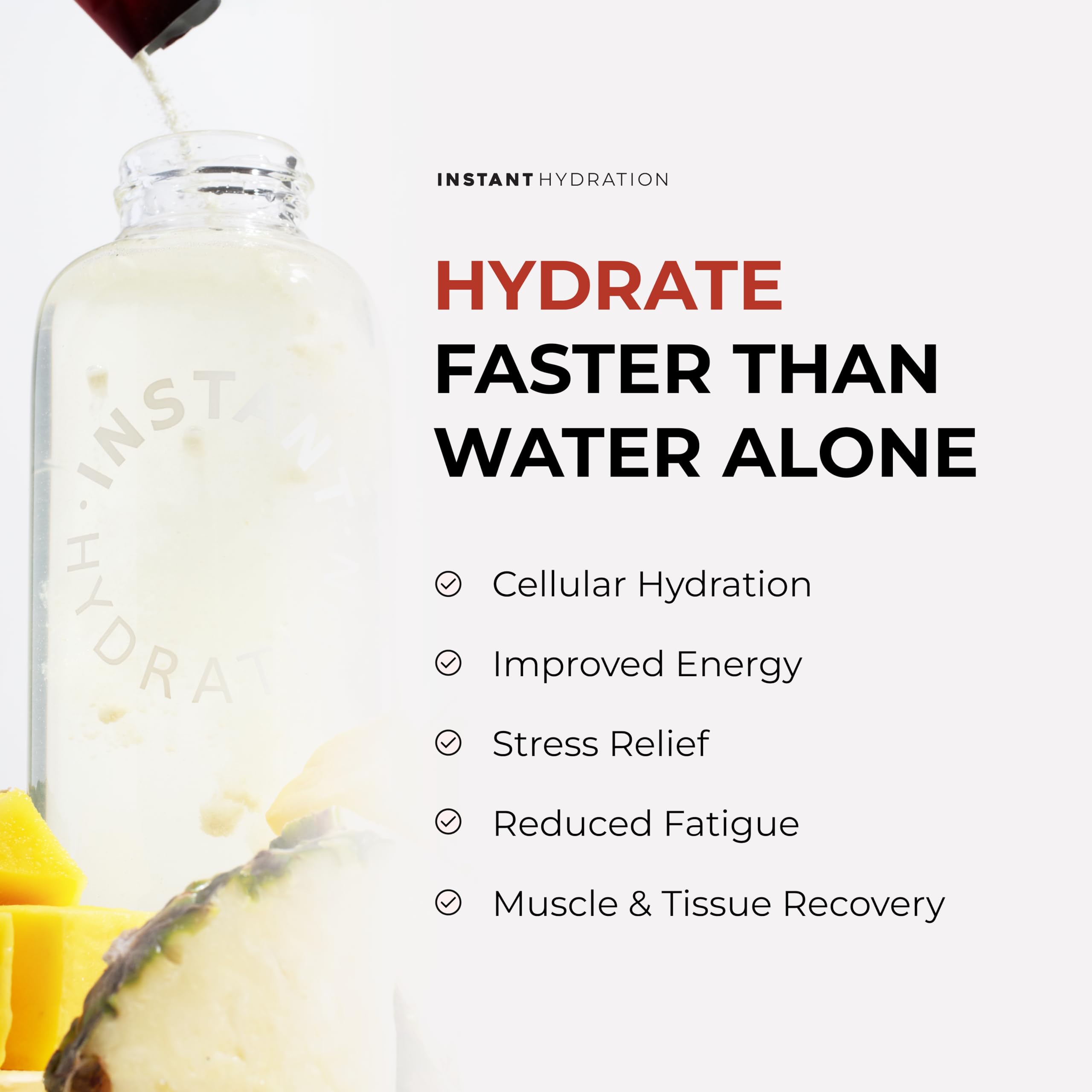 Instant Hydration etiqueta nutricional visible mostrando 1220 mg electrolitos
