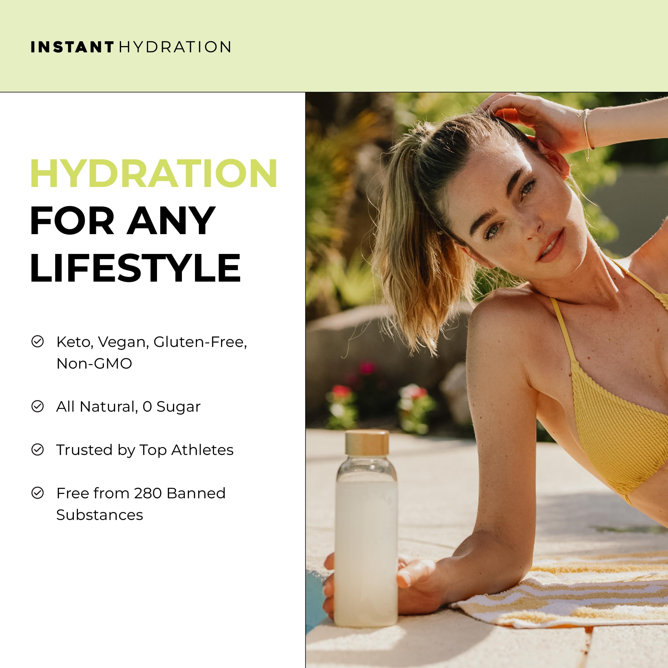 Instant Hydration etiqueta nutricional legible, información clara de electrolitos