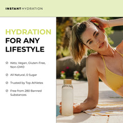 Instant Hydration etiqueta nutricional legible, información clara de electrolitos