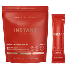 Instant Hydration empaque frontal mostrando 20 sobres y beneficio de portabilidad