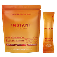 Instant Hydration frente del paquete mostrando 20 sobres, hidratación portátil