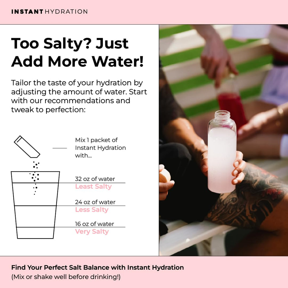 Instant Hydration vaso con bebida sandía disuelta, refresco sin azúcar listo