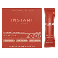 Instant Hydration frente del empaque mostrando 30 sobres y beneficios claros