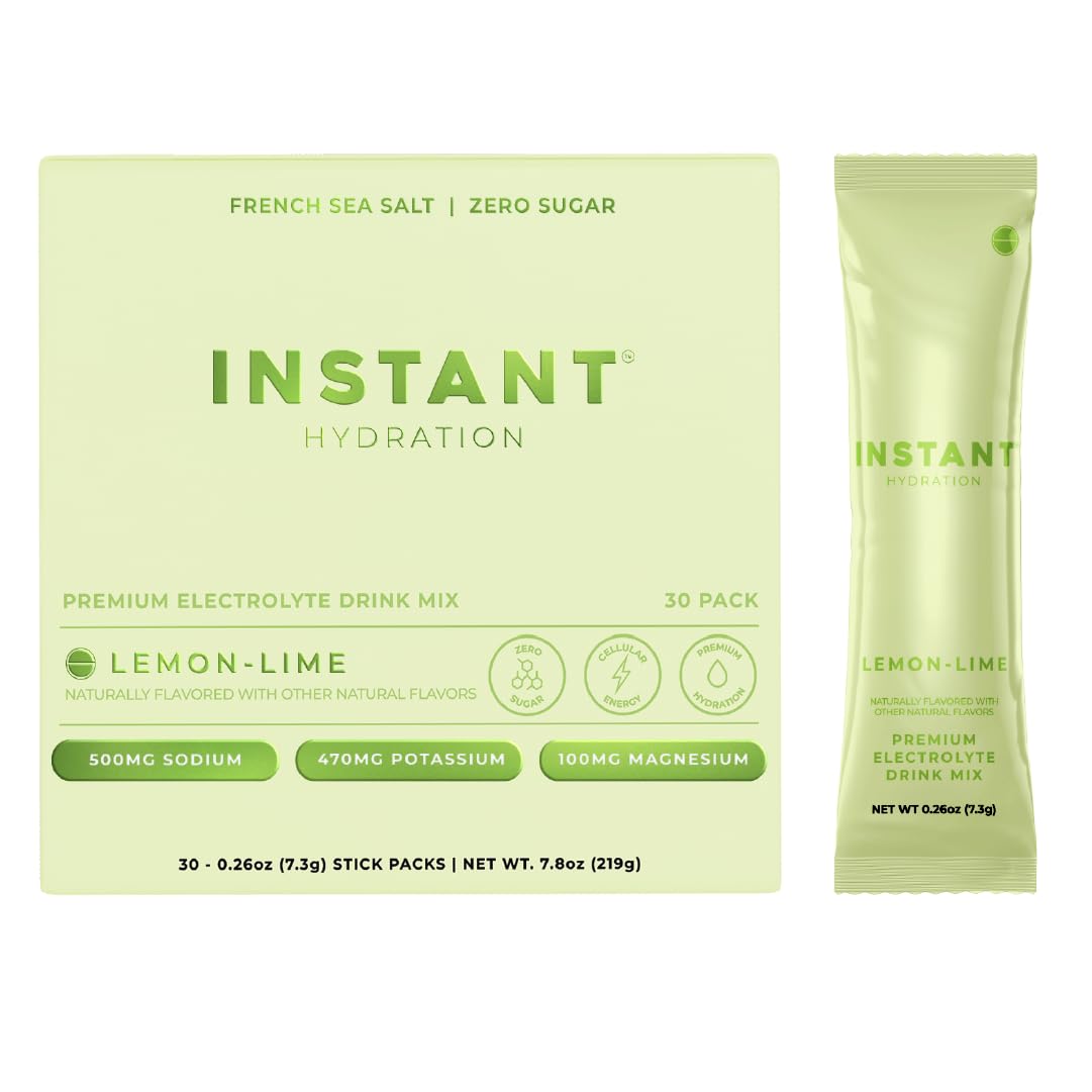 Instant Hydration paquete frontal mostrando 30 sticks, hidratación rápida