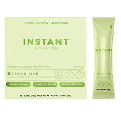Instant Hydration paquete frontal mostrando 30 sticks, hidratación rápida