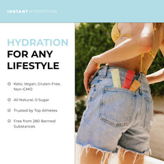 Instant Hydration polvo en primer plano que muestra textura fina y disolución rápida