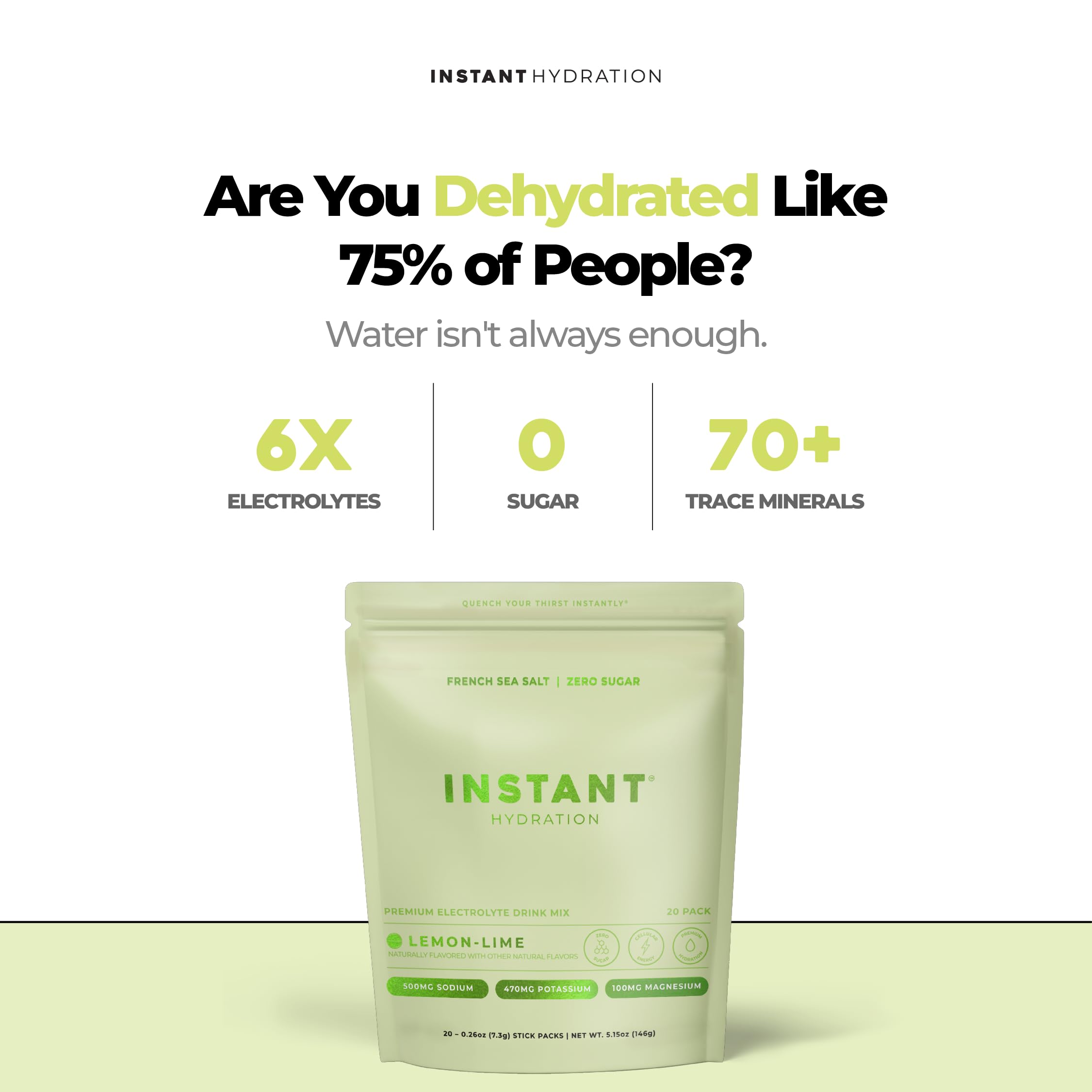 Instant Hydration sobre abierto con polvo para mezcla rápida