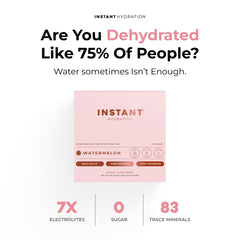 Instant Hydration sobre abierto con polvo visible, fácil de disolver y llevar