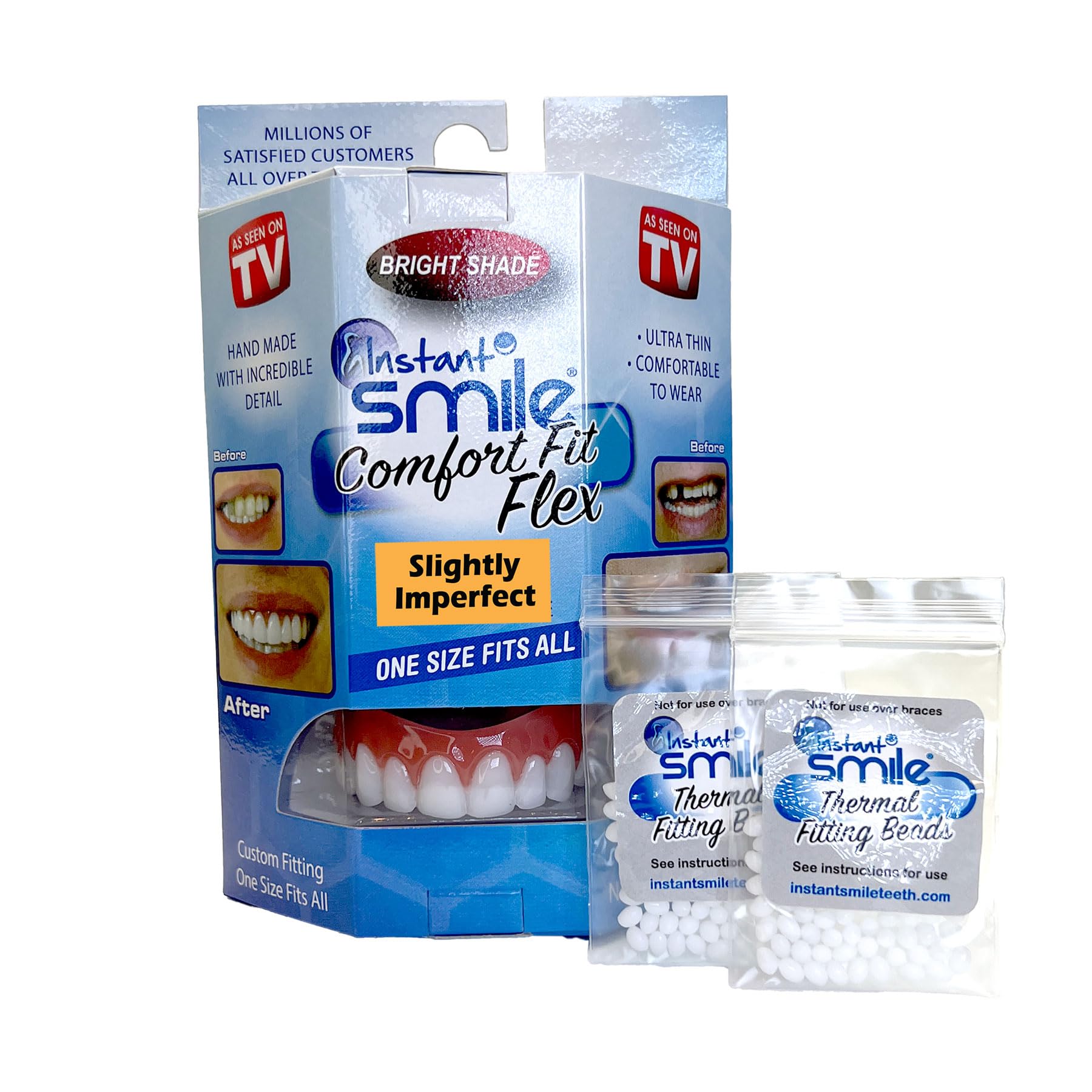 Instant Smile vista frontal del producto mostrando apariencia natural y sonrisa mejorada