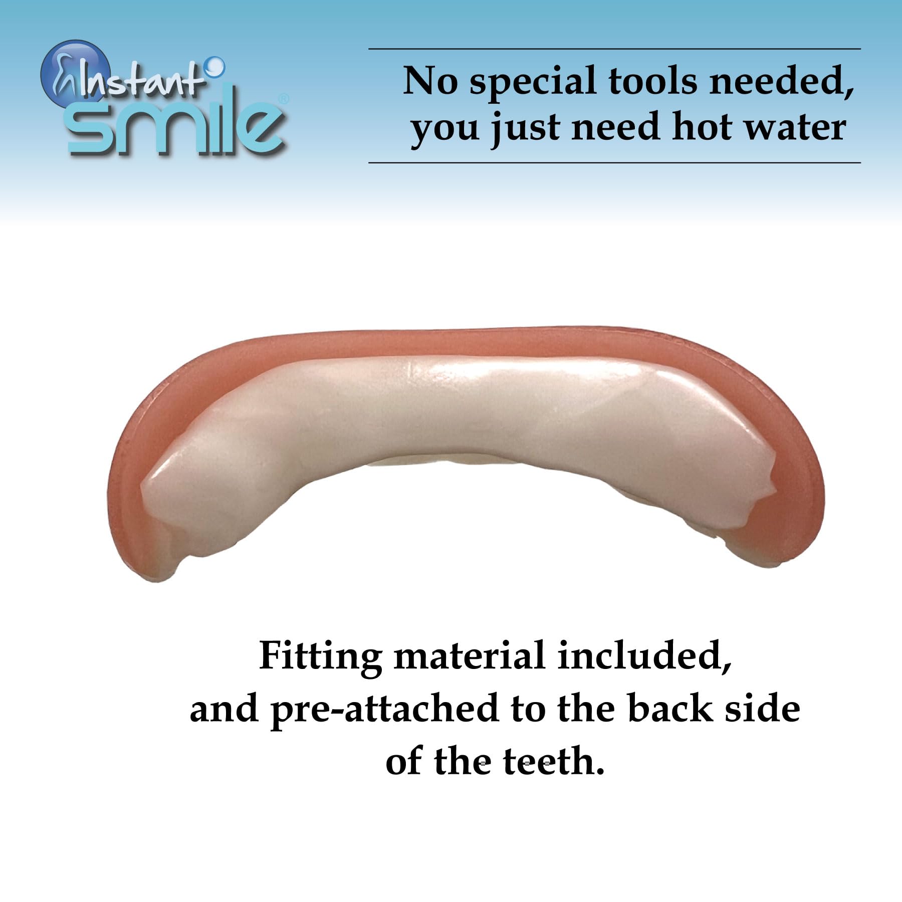 Instant Smile caja abierta con instrucciones para colocación sencilla