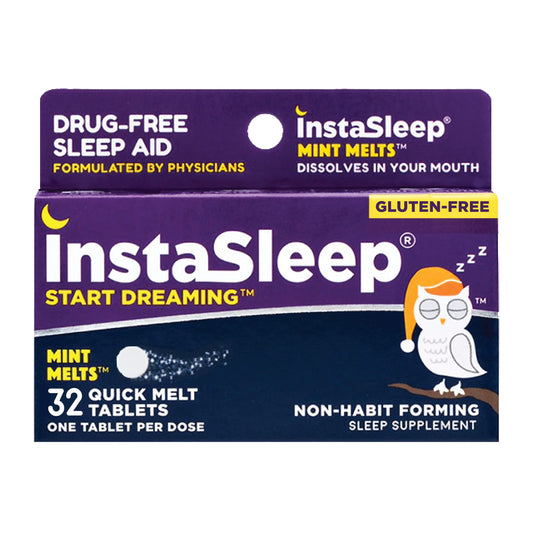 InstaSleep Mint frente del envase mostrando diseño y beneficio portátil