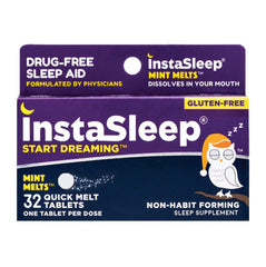 InstaSleep Mint frente del envase mostrando diseño y beneficio portátil