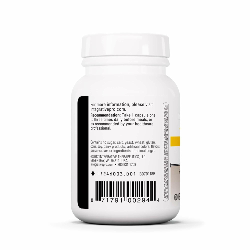 Integrative Therapeutics caja abierta con 60 cápsulas beneficio raciones