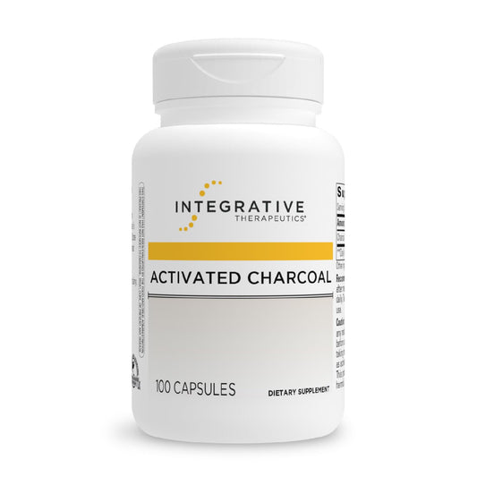 Integrative Therapeutics Activated Charcoal bottle with capsules for everyday digestive comfort.