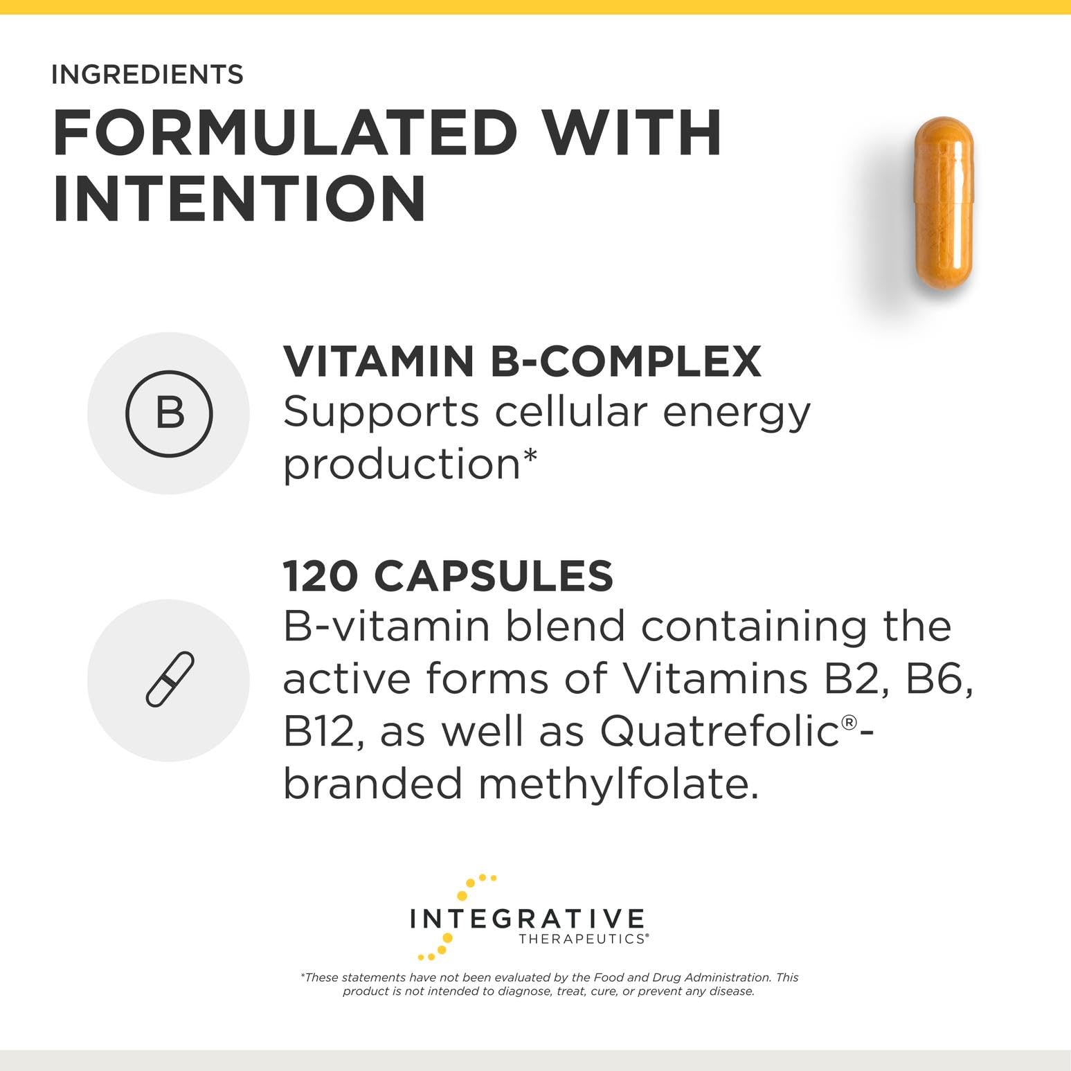 Integrative Therapeutics cápsulas junto a regla para comparar tamaño