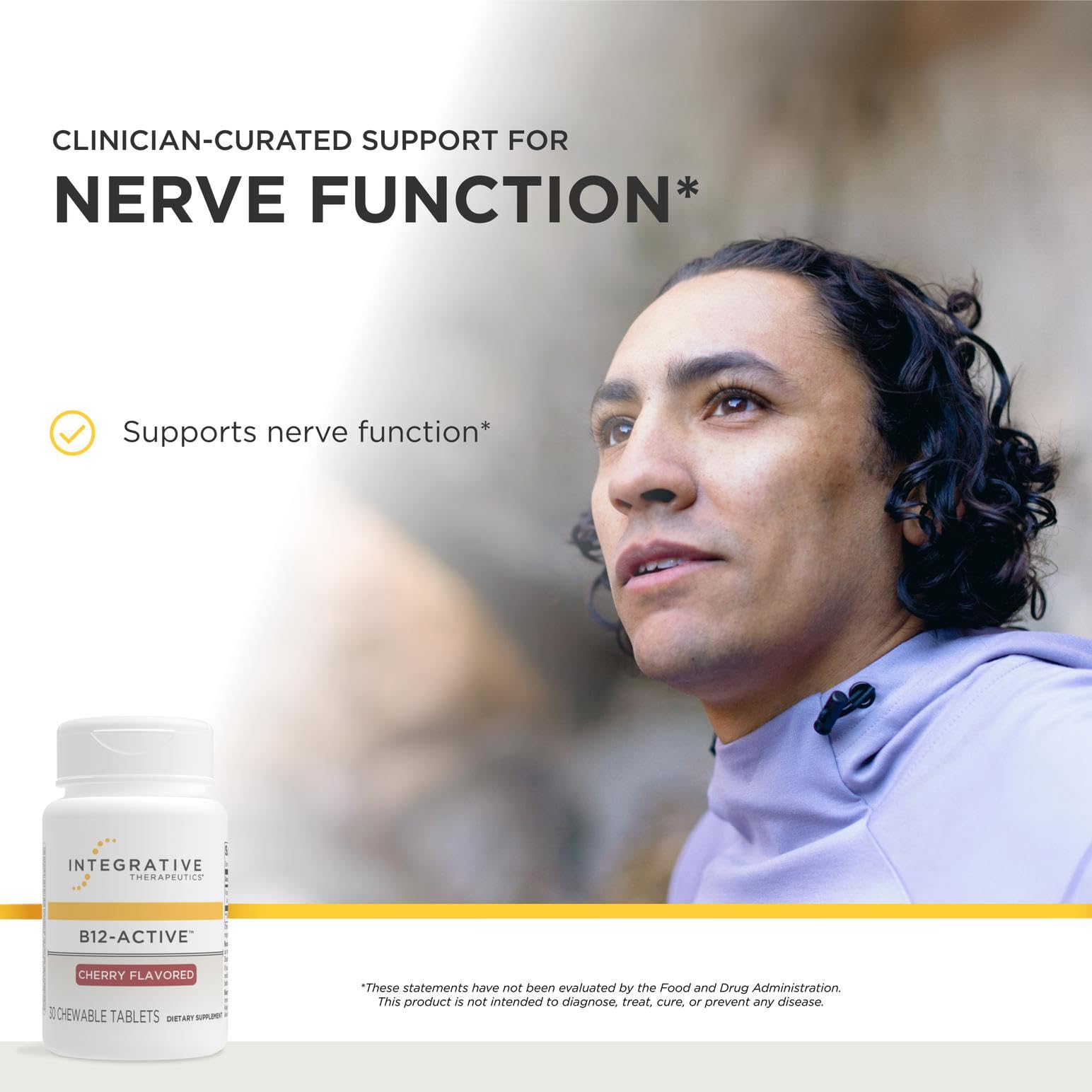 Integrative Therapeutics tabletas masticables cerca con enfoque en tamaño útil