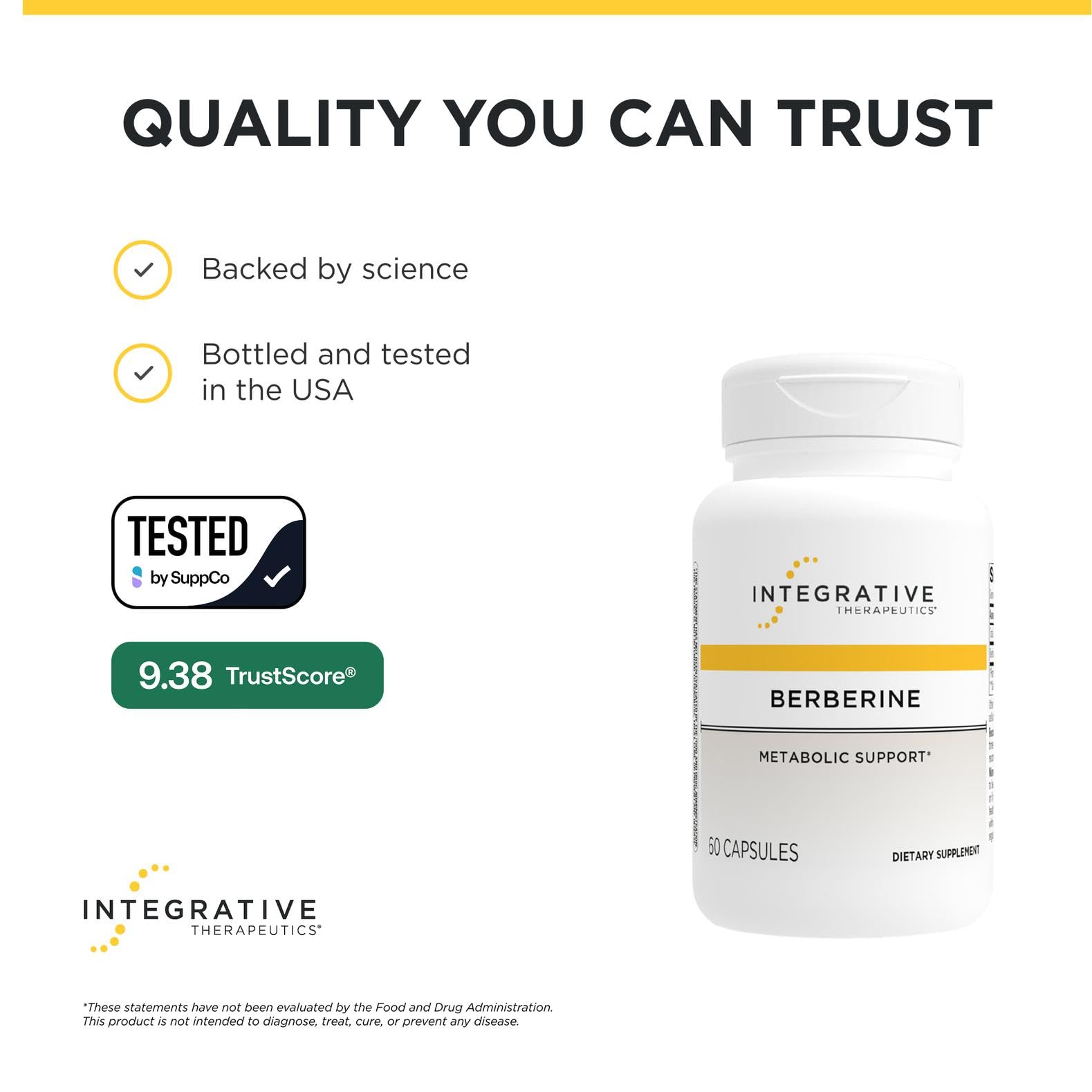 Envase abierto con cápsulas visibles de Integrative Therapeutics, muestra cantidad por frasco
