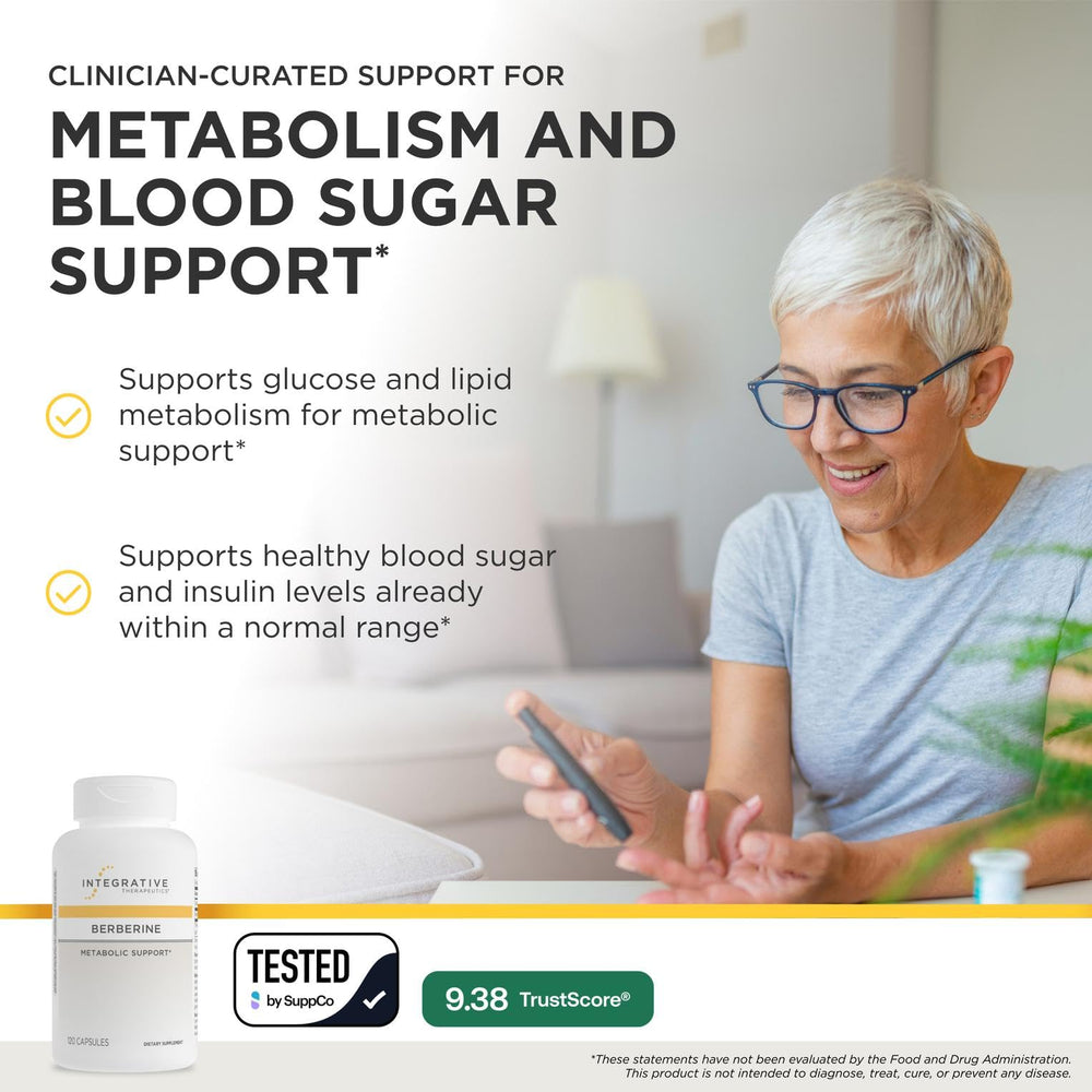 Integrative Therapeutics frasco abierto con cápsulas visibles para dosis diaria