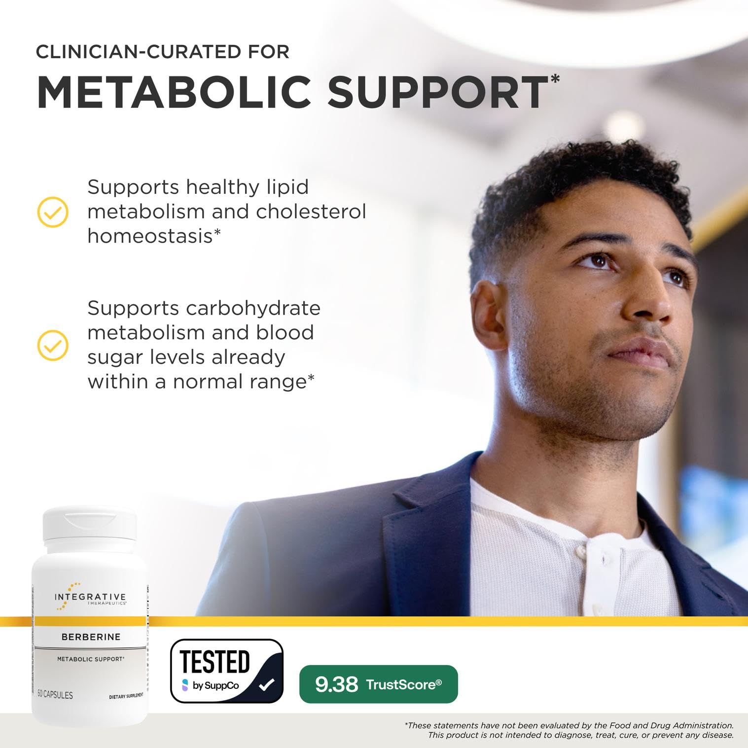 Integrative Therapeutics etiqueta lateral con información de dosis y composición, facilita elección informada