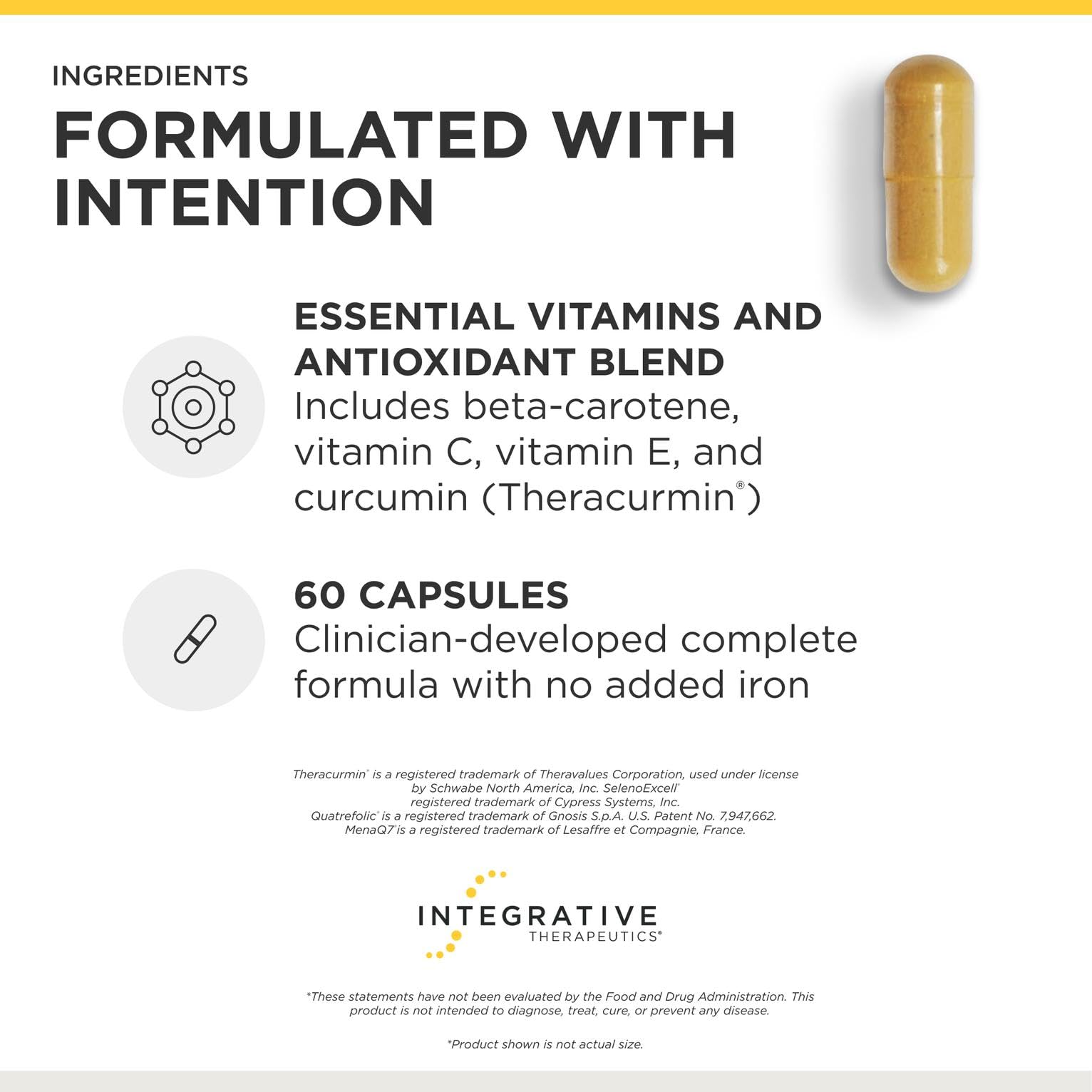 Integrative Therapeutics etiqueta nutricional legible, ayuda a revisar ingredientes