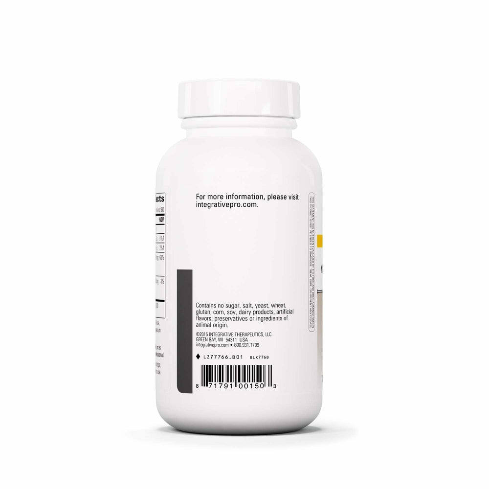 Integrative Therapeutics comprimido en mano para comparación de tamaño y dosificación práctica