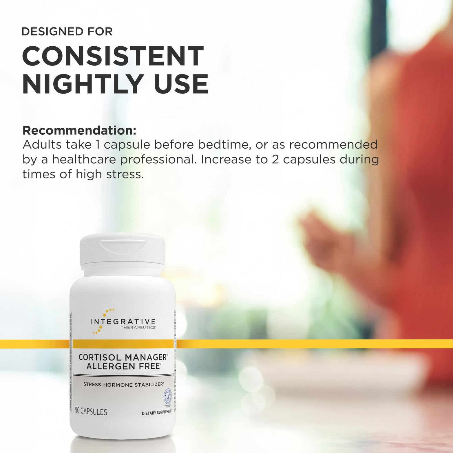 Integrative Therapeutics suplemento en rutina nocturna para apoyo al sueño