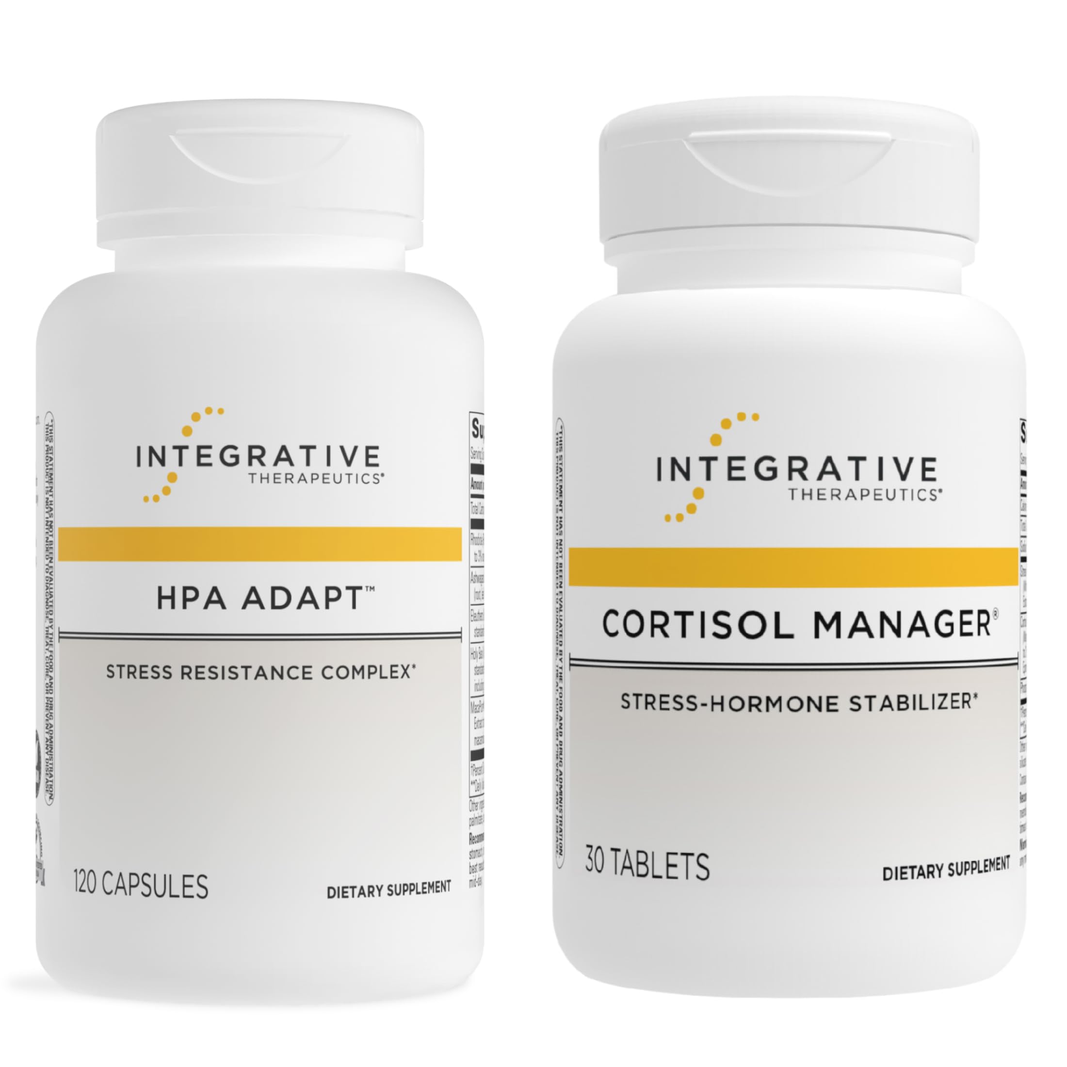 Integrative Therapeutics frontal del paquete que muestra ambas botellas para equilibrio del estrés