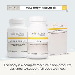 Integrative Therapeutics EHB varias cápsulas en la palma de la mano para referencia de dosis