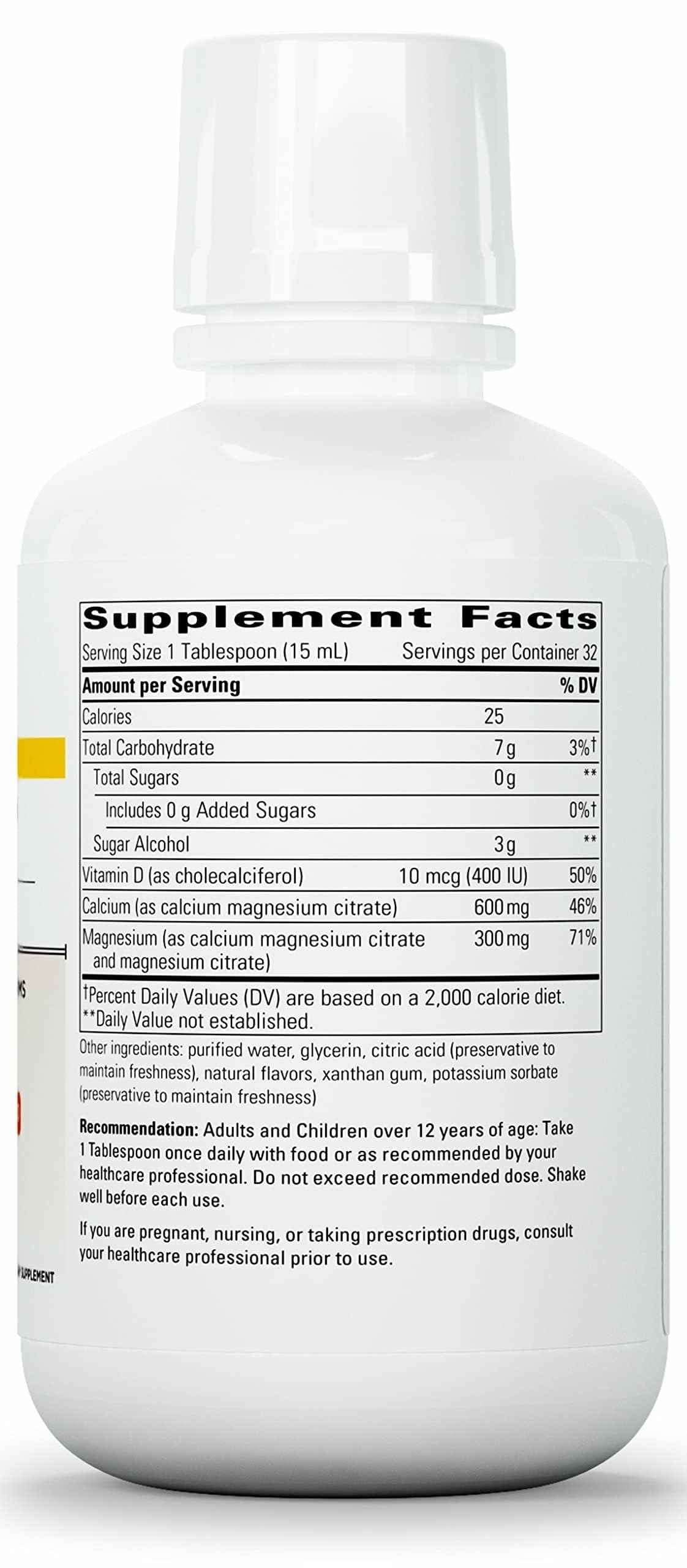Integrative Therapeutics etiqueta con información de calcio, magnesio y D