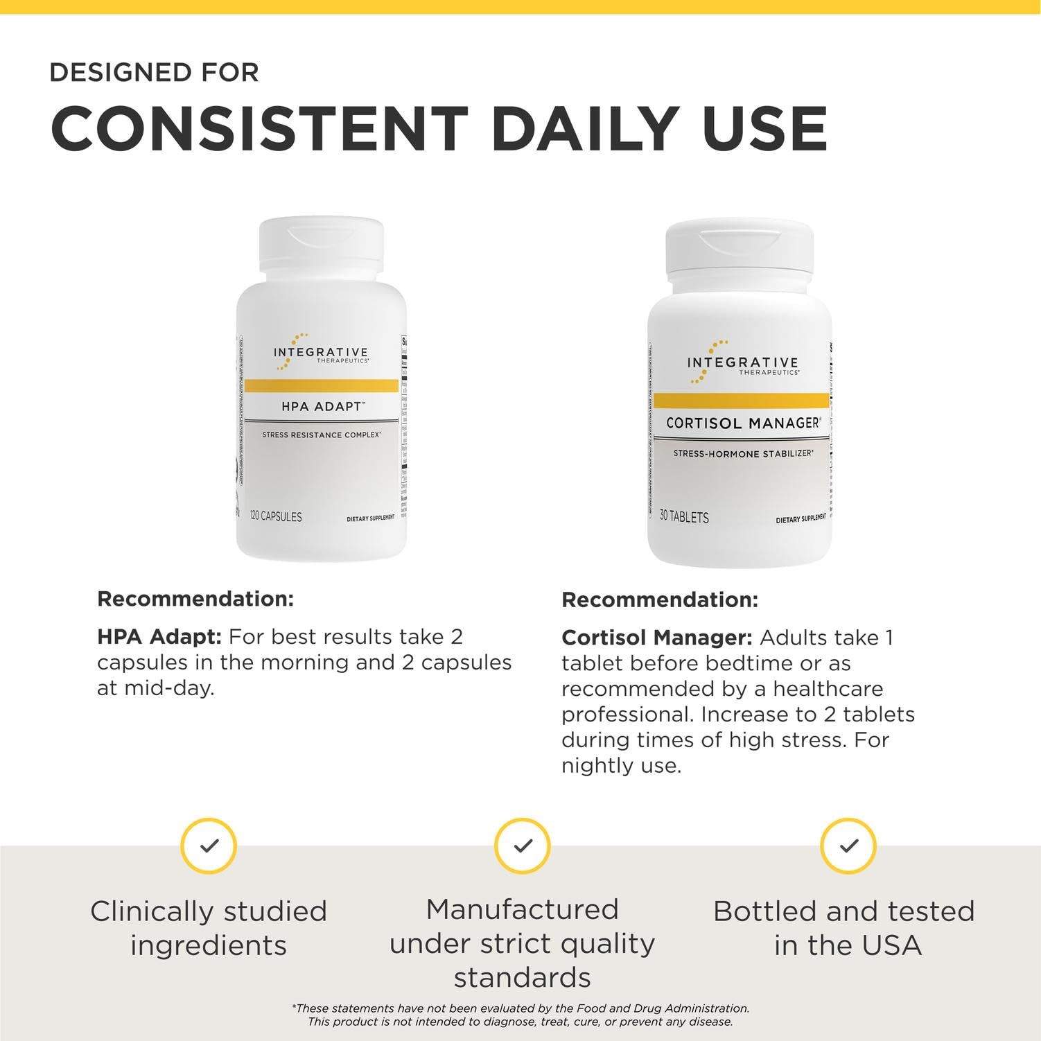 Integrative Therapeutics etiqueta con lista de ingredientes estandarizados para transparencia y confianza