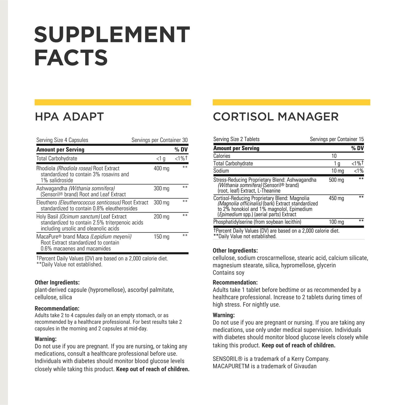 Integrative Therapeutics detalle de cápsula HPA Adapt destacando ingredientes adaptógenos beneficiosos