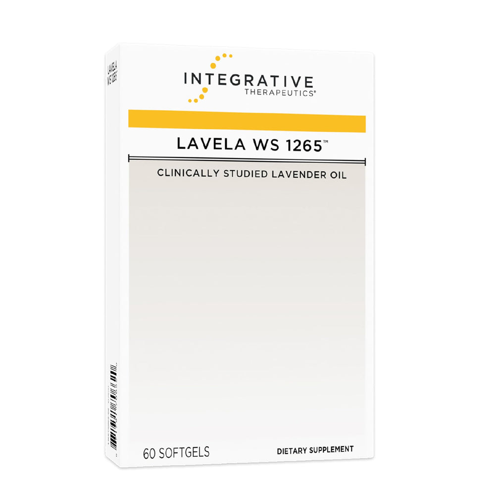 Integrative Therapeutics envase frontal mostrando Lavela WS 1265 y beneficios claros