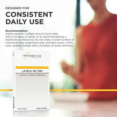 Integrative Therapeutics Lavela en ambiente nocturno demostrando apoyo para una rutina de sueño