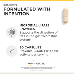 Integrative Therapeutics suplemento en uso con comida alta en grasas para apoyo digestivo