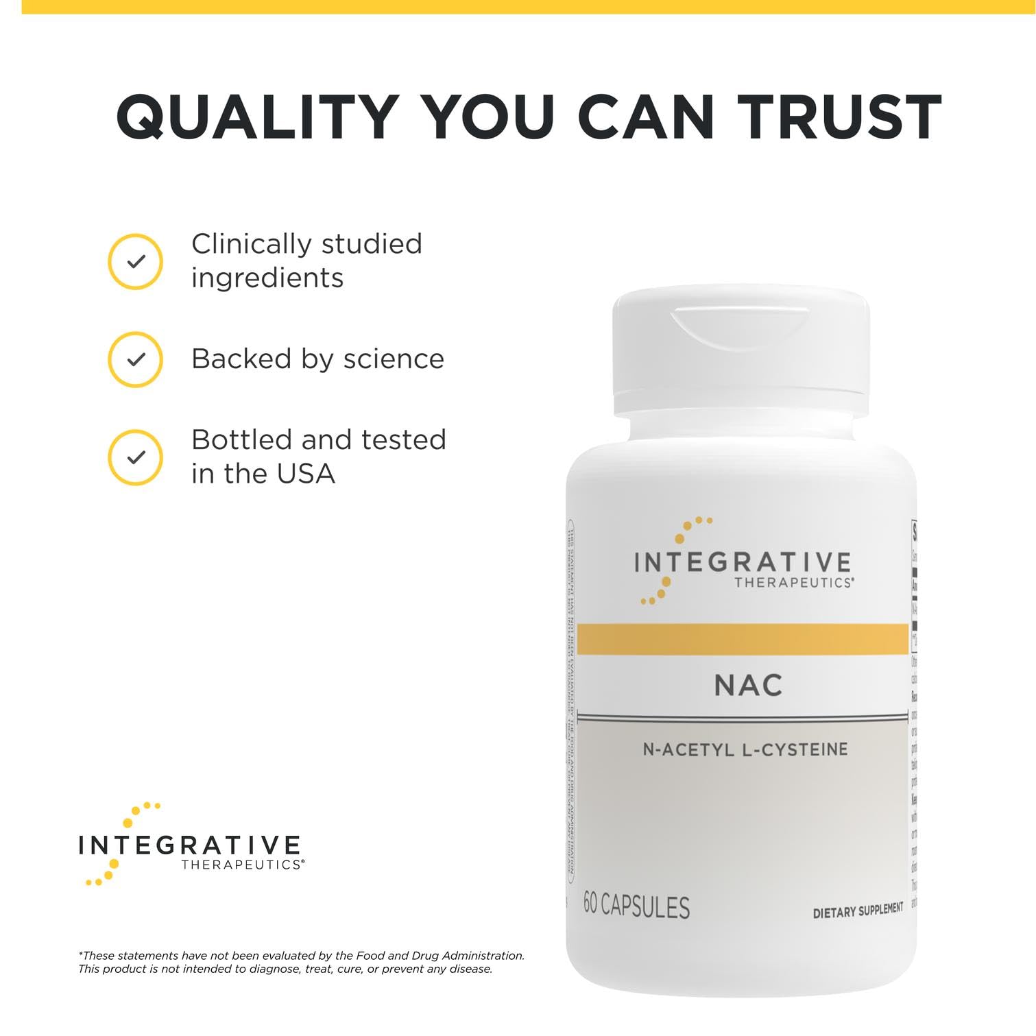 Integrative Therapeutics NAC detalle de sello de calidad que inspira confianza